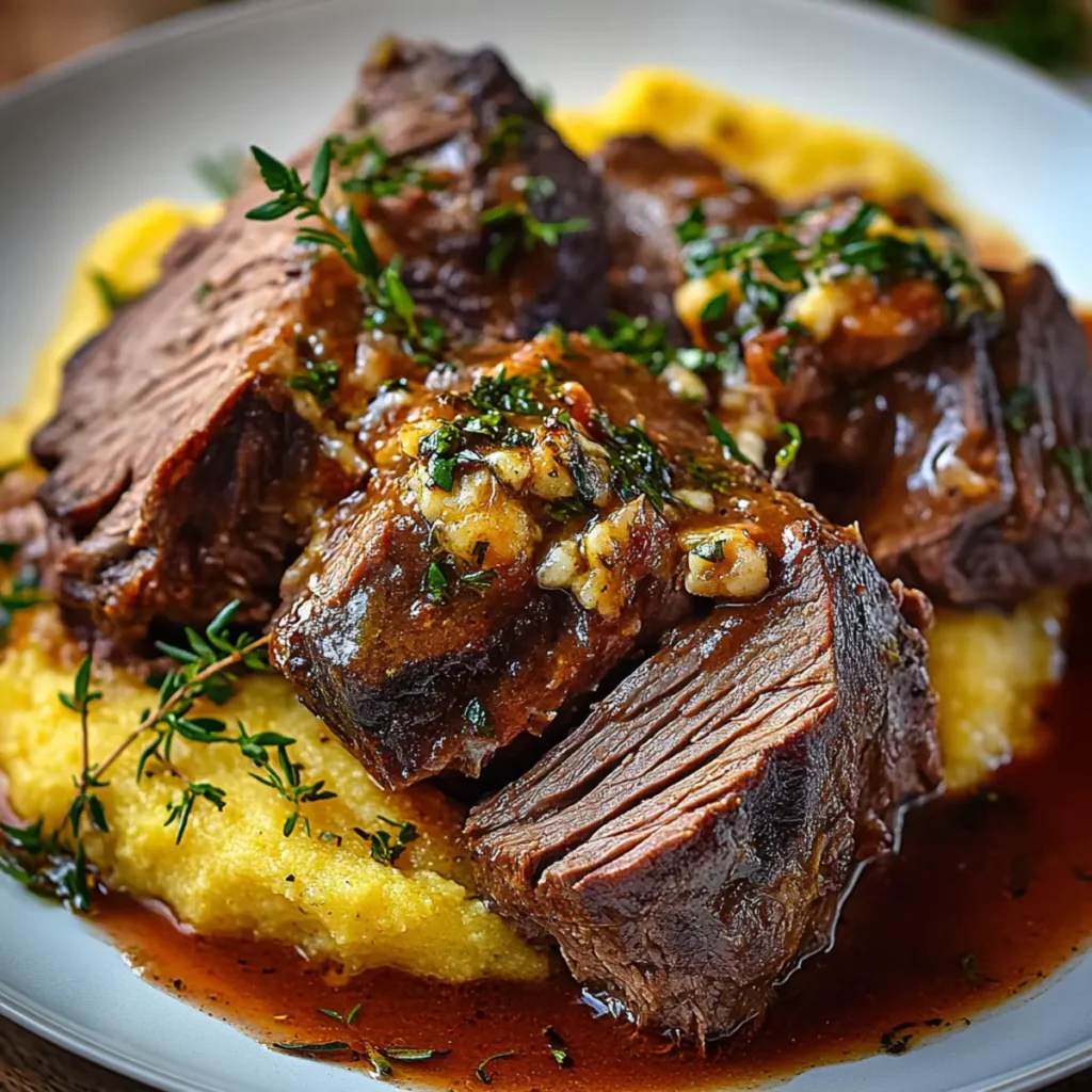 Italian Pot Roast Stracotto with Gorgonzola Polenta