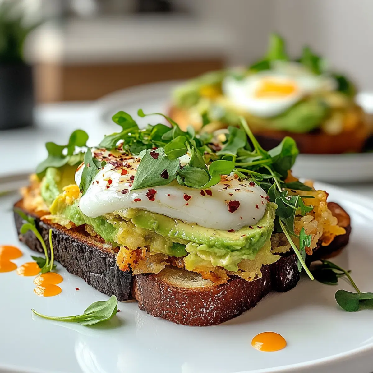 Smashed Avocado Hash Brown Toast