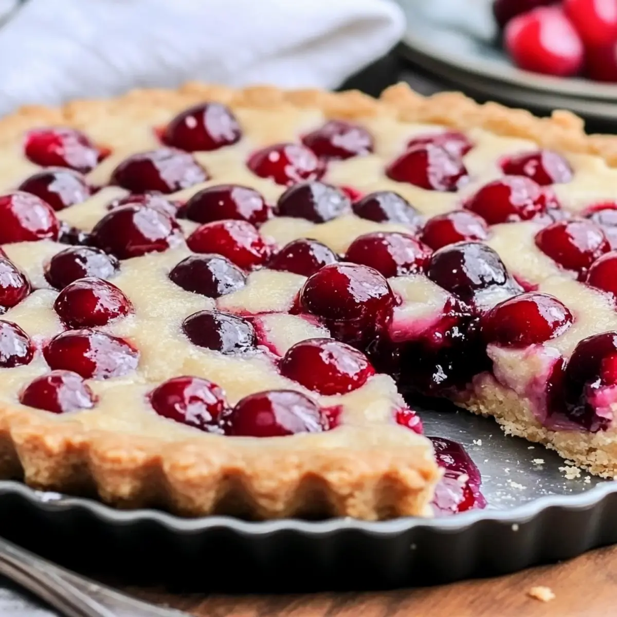 Cherry Vanilla Shortbread Tart