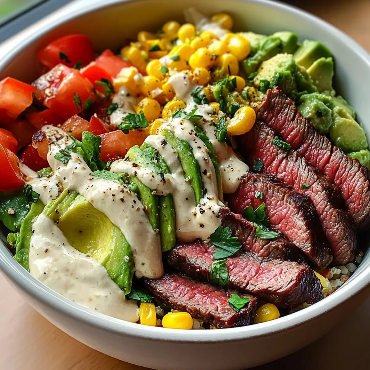 Steak Avocado Corn Bowl