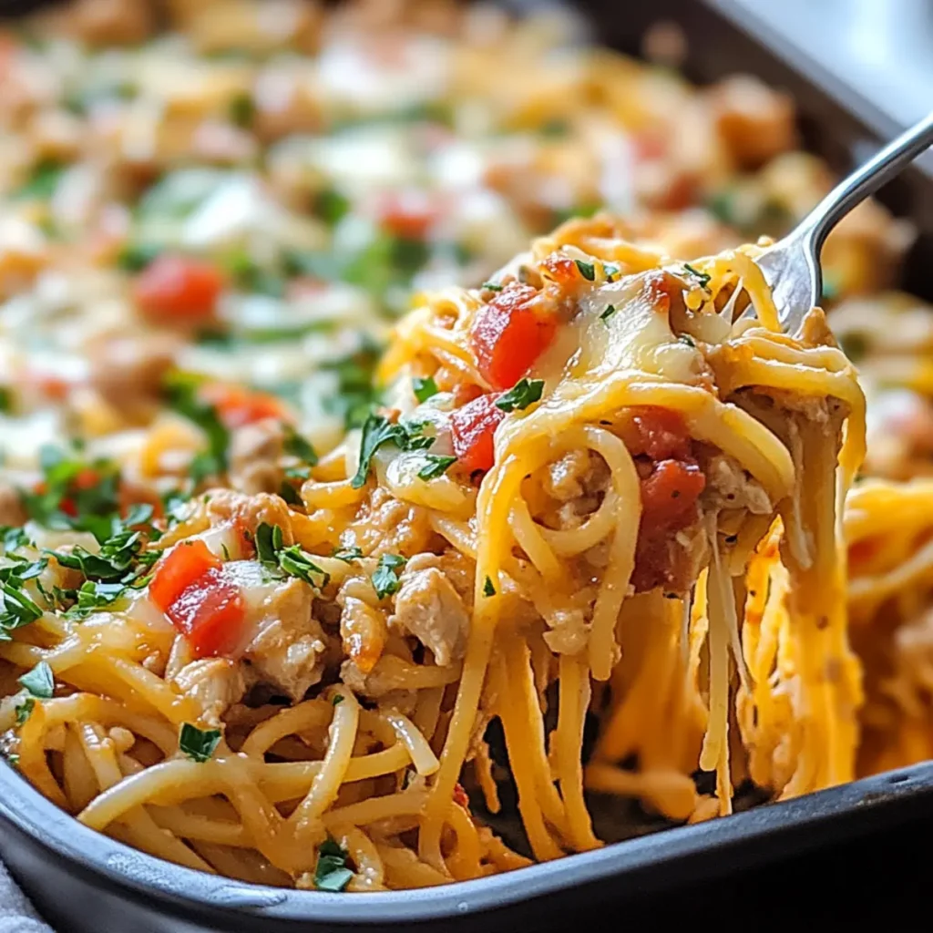 Irresistible Spicy Southern Chicken Spaghetti Casserole