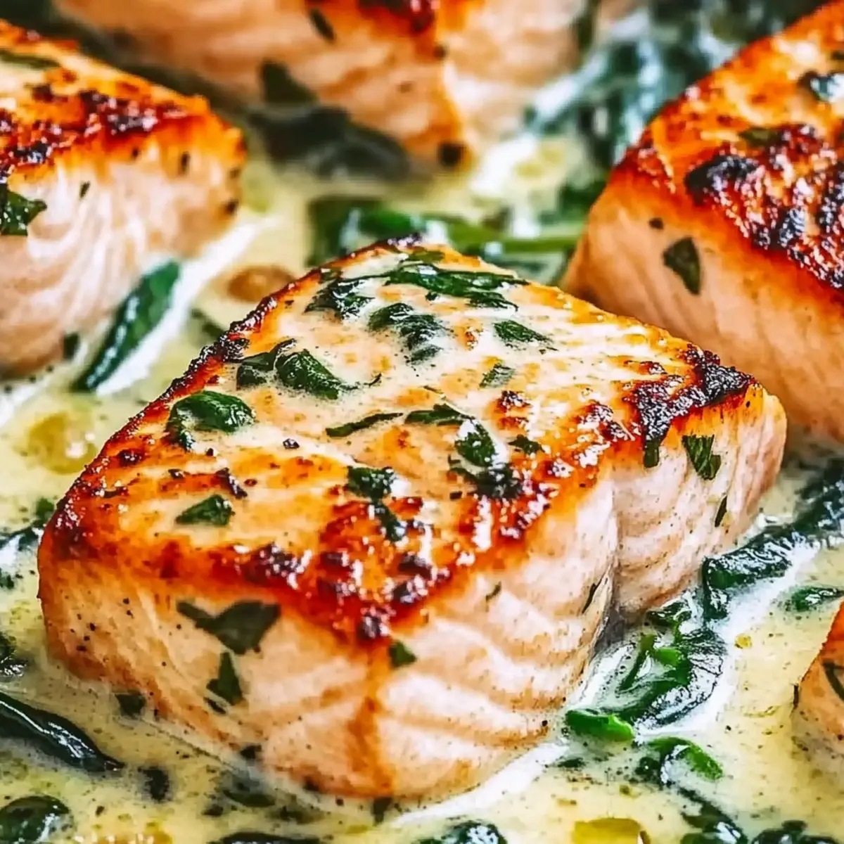 Delicious Tuscan Butter Salmon with Garlic Cream and Spinach