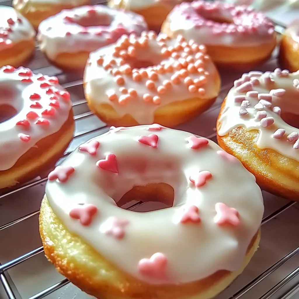 Valentine Baked Donuts with Vanilla Glaze