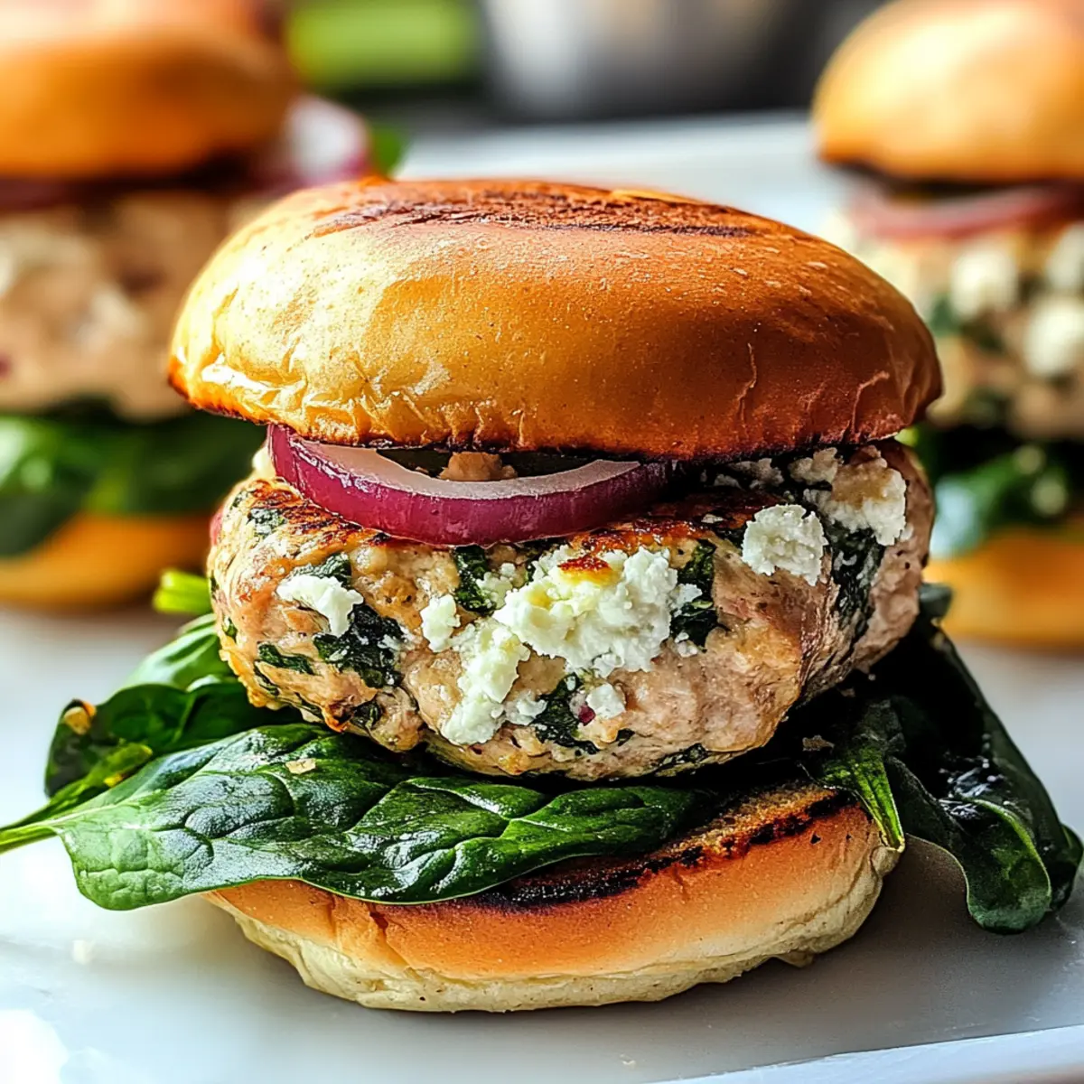 Feta Spinach Turkey Burgers