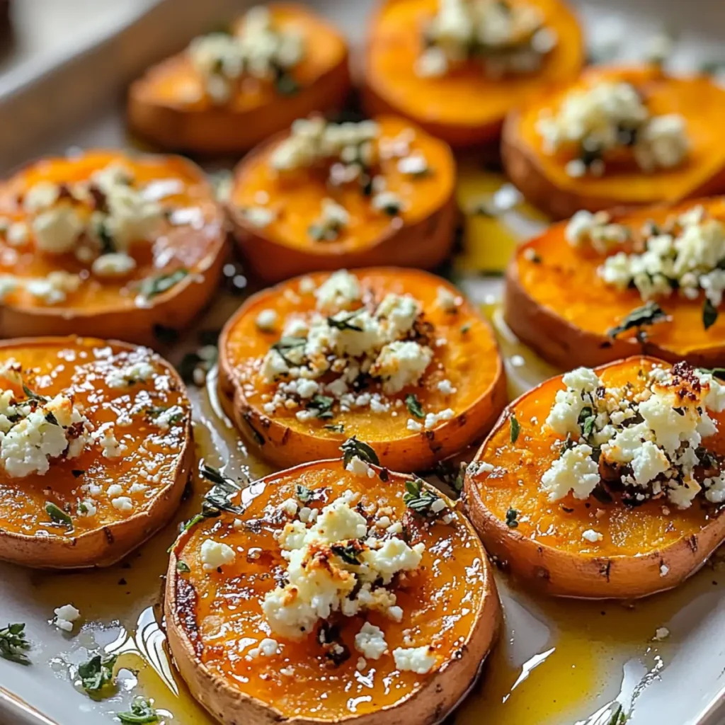 Sweet Potato Rounds with Honey & Feta Crumble