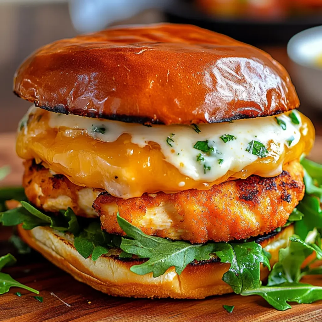 Cheddar Ranch Chicken Burgers