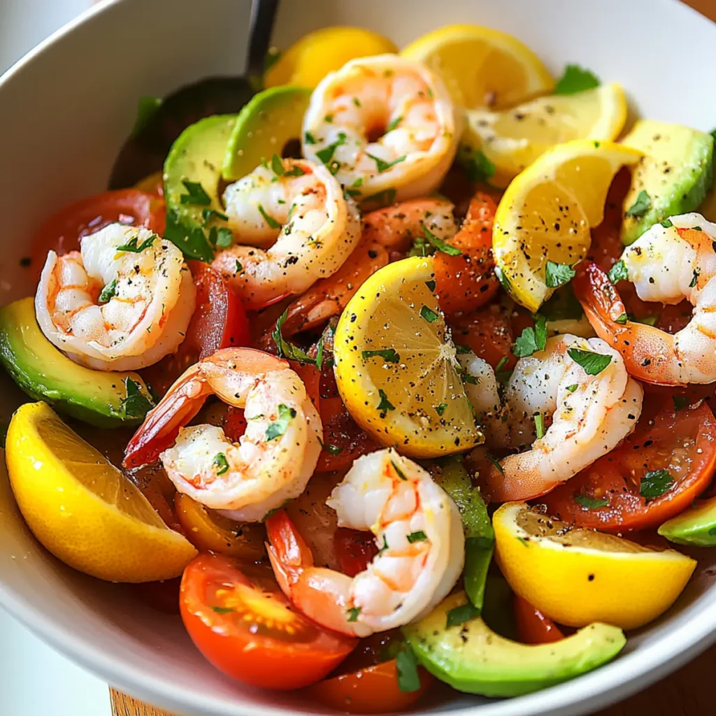 Lemony Shrimp Avocado Tomato Salad
