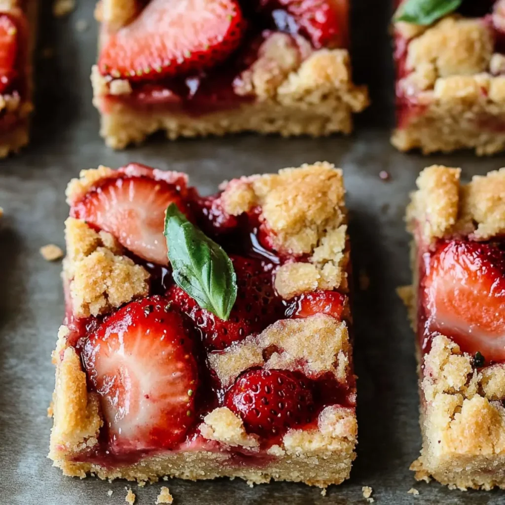 Strawberry Basil Shortbread Bars